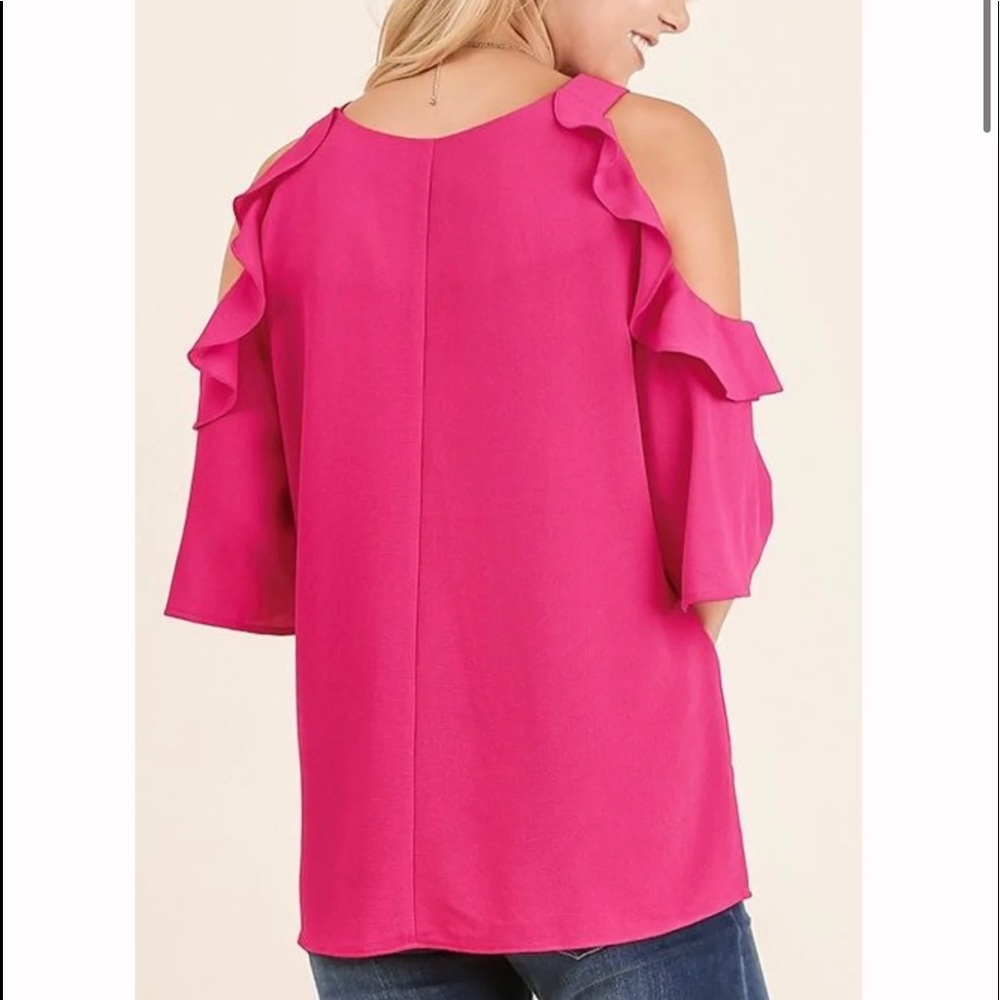 COLD SHOULDER BLOUSE WITH RUFFLE DETAILS - Picture 3 of 3
